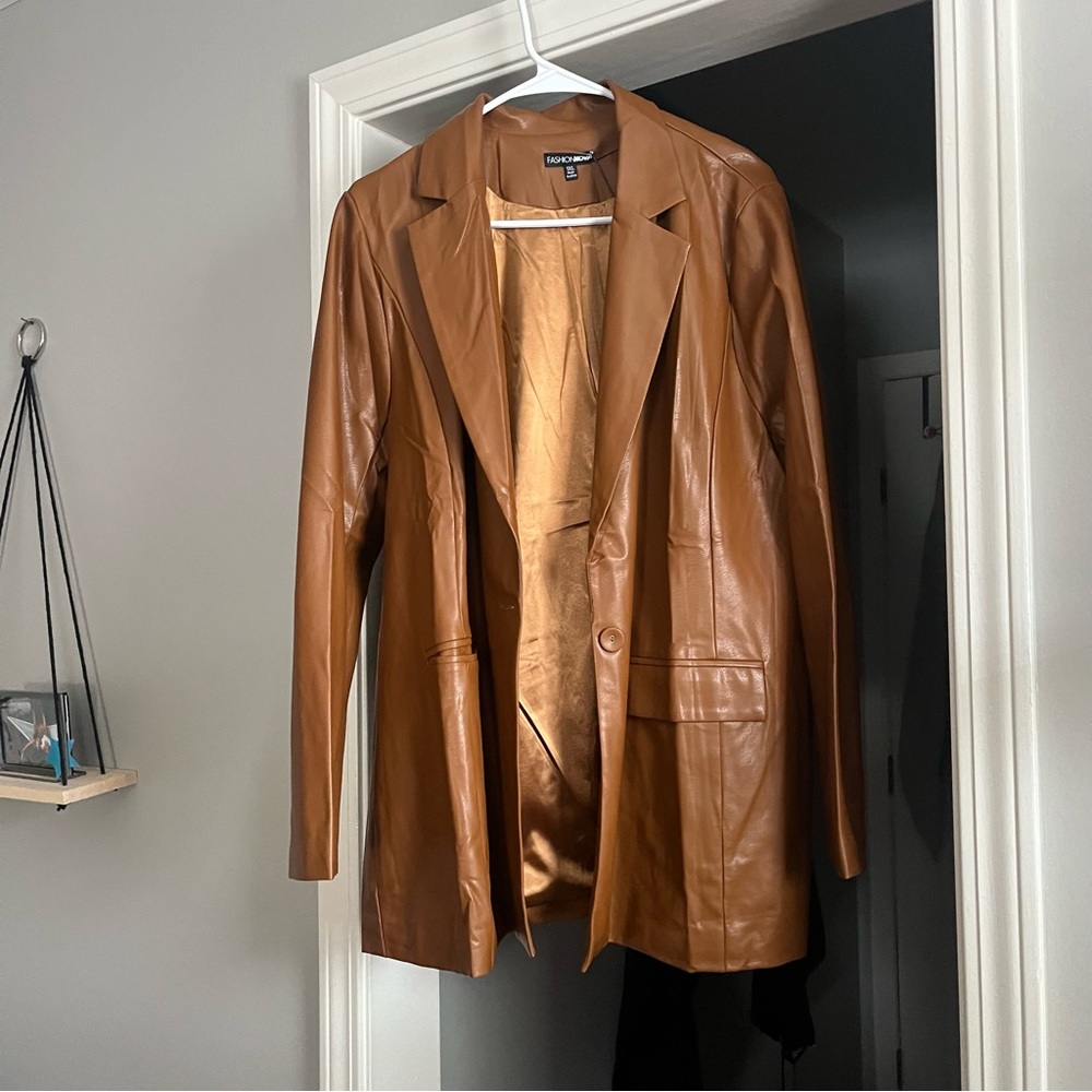 Faux Leather Blazer